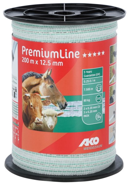 Band Prem.Line, 200m, 20mm, weiß/grün, 3x0,2 Niro,3x0,2 Cu